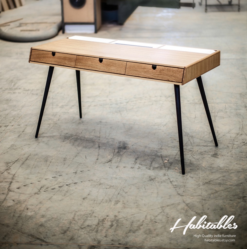 Bureau mural pliable pour ordinateur portable en bois massif, table à