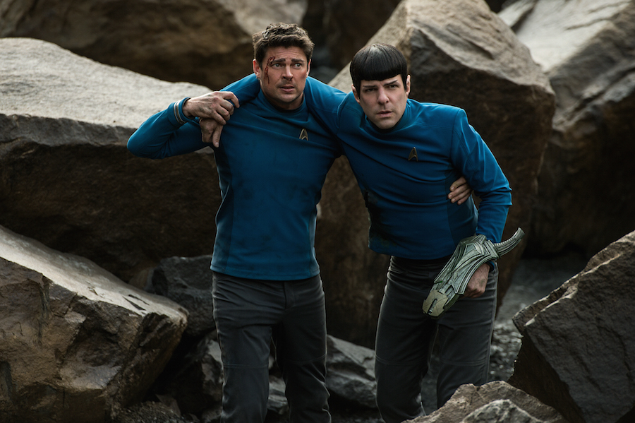 Left to right: Karl Urban plays Bones and Zachary Quinto plays Spock in Star Trek Beyond from Paramount Pictures, Skydance, Bad Robot, Sneaky Shark and Perfect Storm Entertainment
